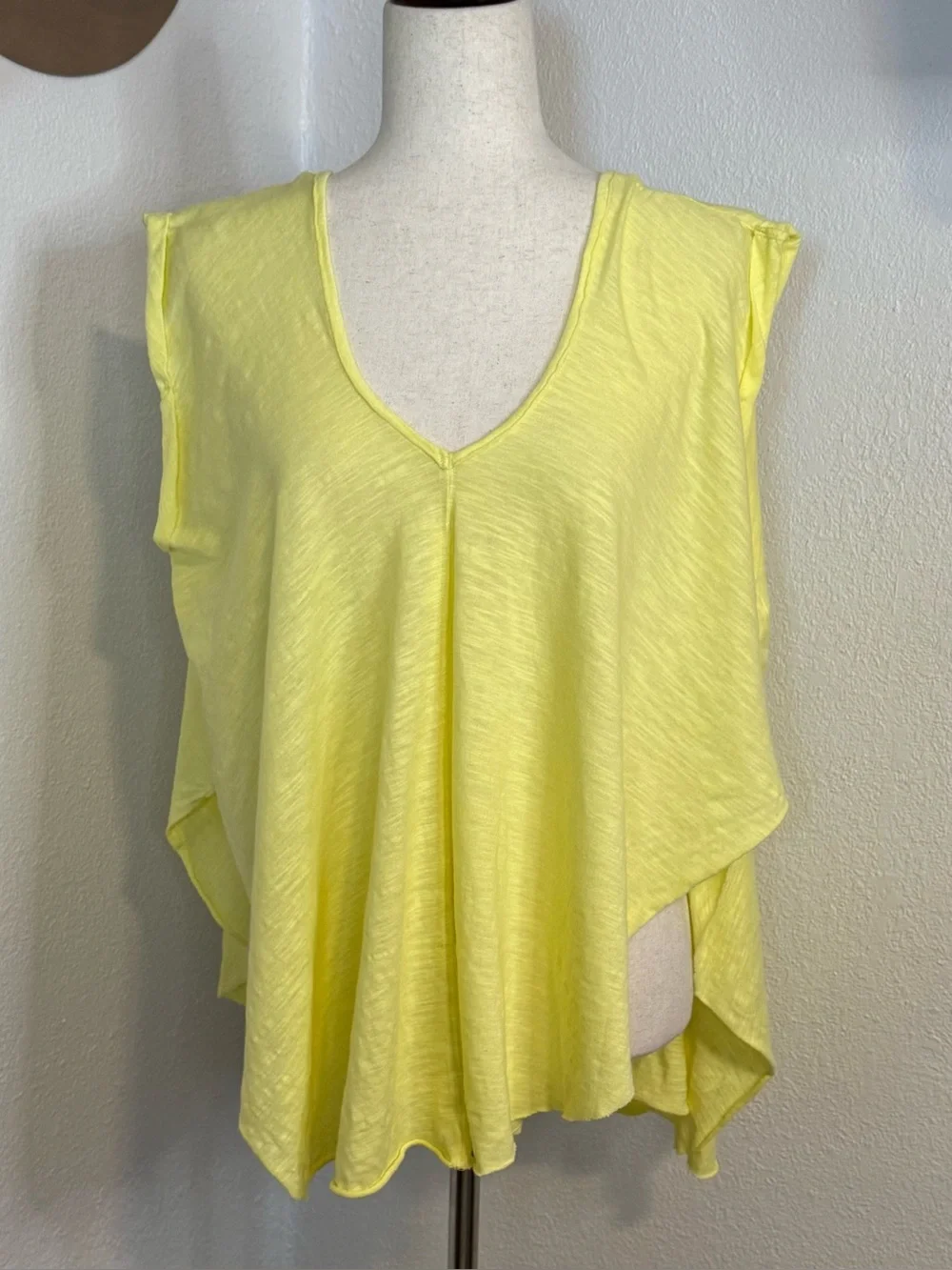 NWOT Free People We the Free Yellow V-Neck U-back Flowy Hemline